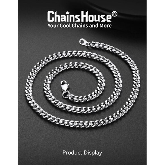 Miami Cuban Link Chain Necklace for Men Stainless Steel or Gold Plated Hip Hop - Picture 4 of 9